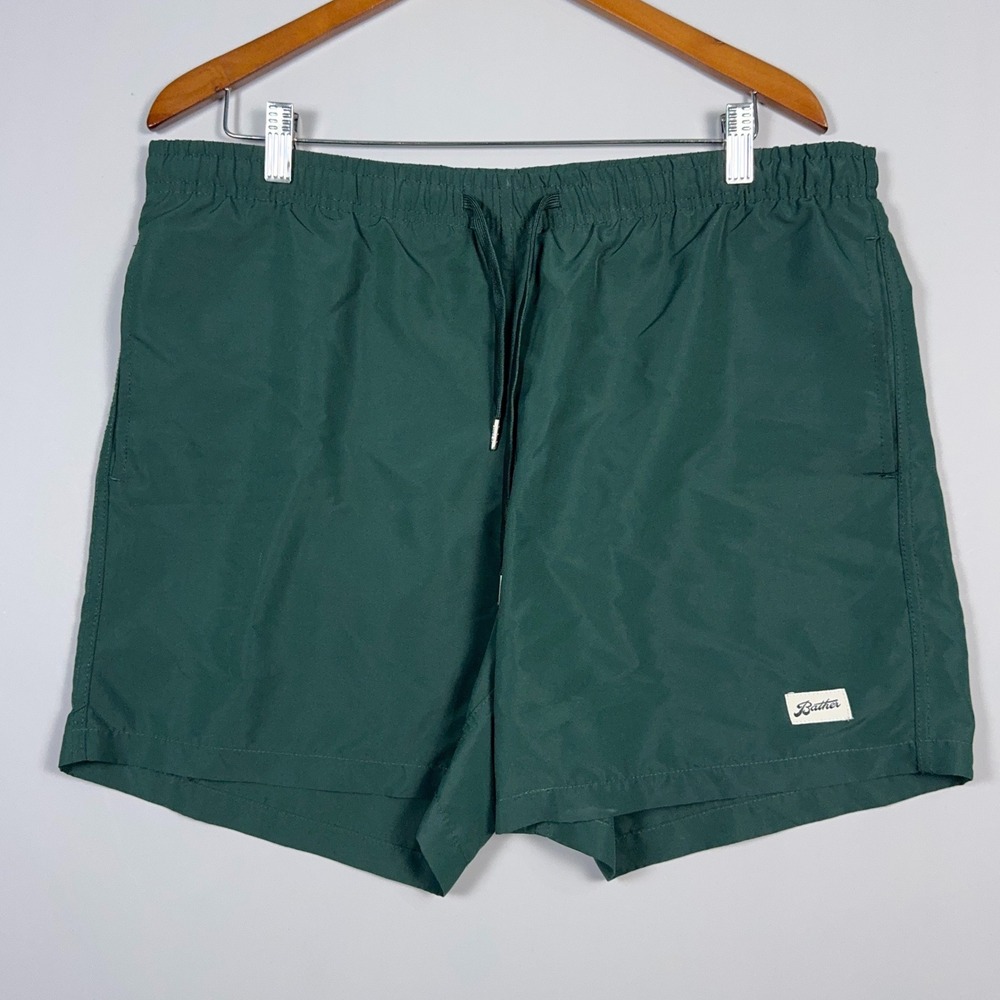 Bather Solid Swim Trunks Mens Size Large Resort Summer Green Lined Shorts